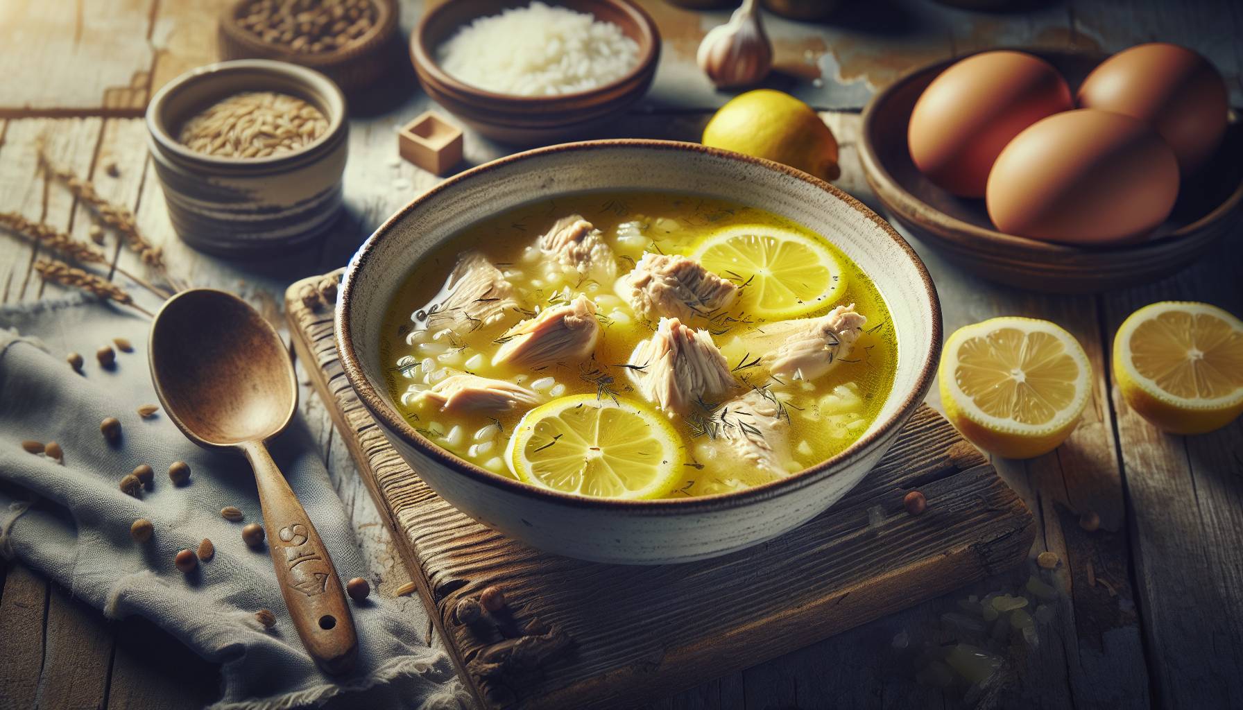 Greek Avgolemono Soup Recipe with Chicken and Rice cover