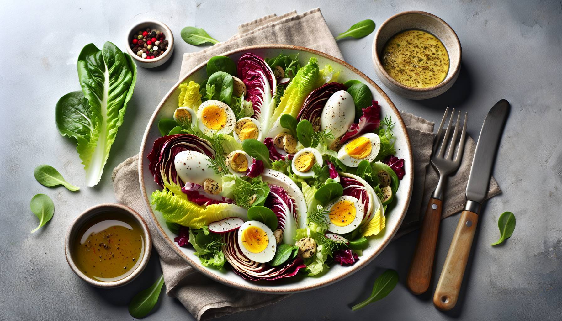 Refreshing Romaine and Radicchio Salad with Olives and Pomegranate Vinaigrette: image
