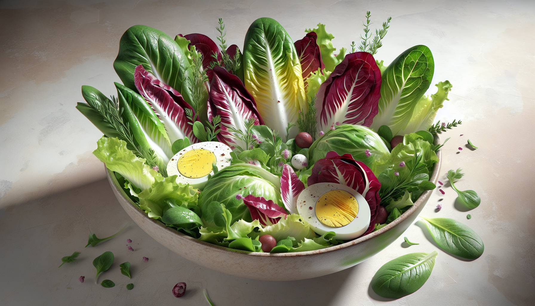 Refreshing Romaine and Radicchio Salad with Olives and Pomegranate Vinaigrette: image