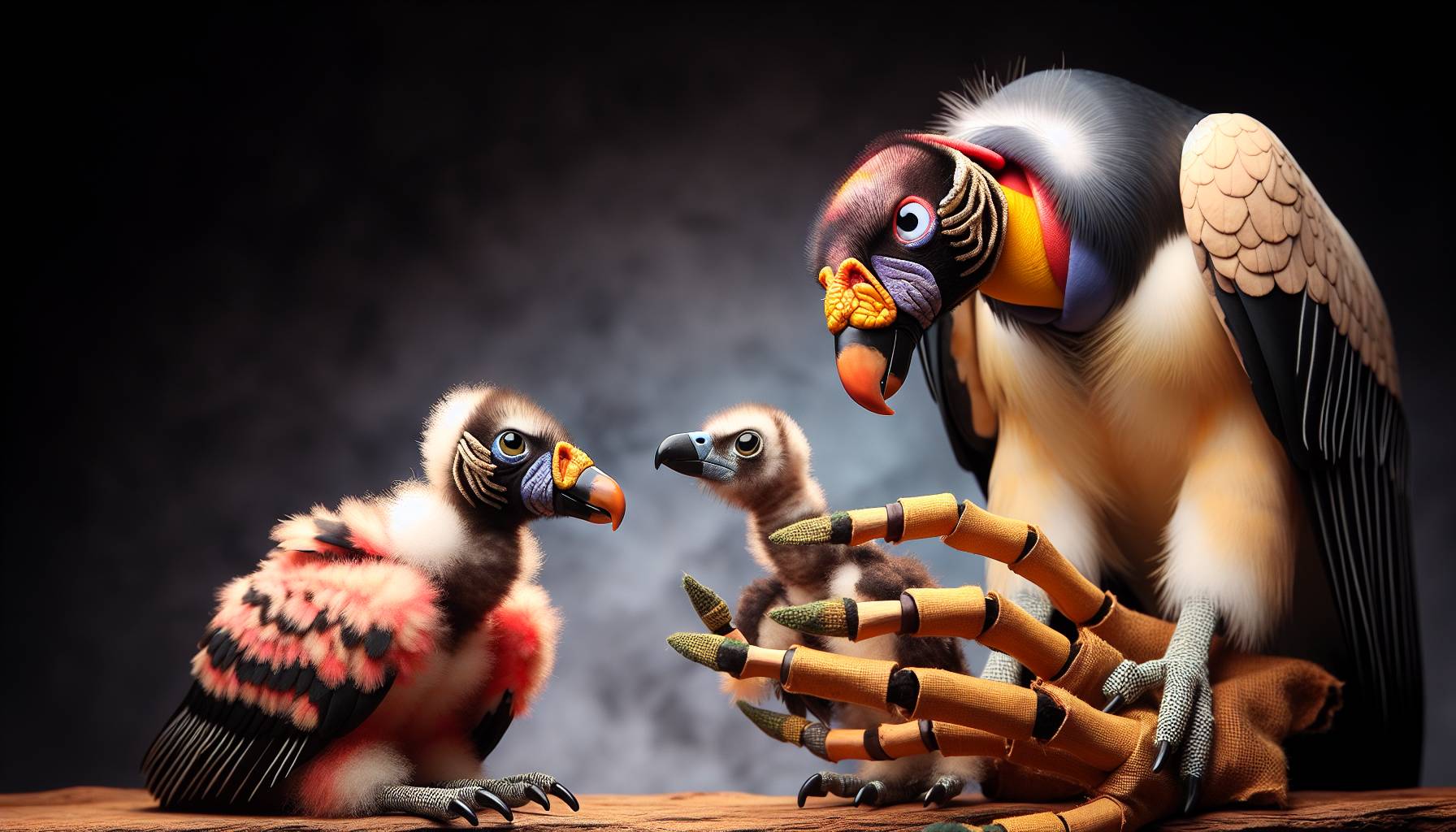 Baby King vulture being raised by hand-puppet at Bronx Zoo cover