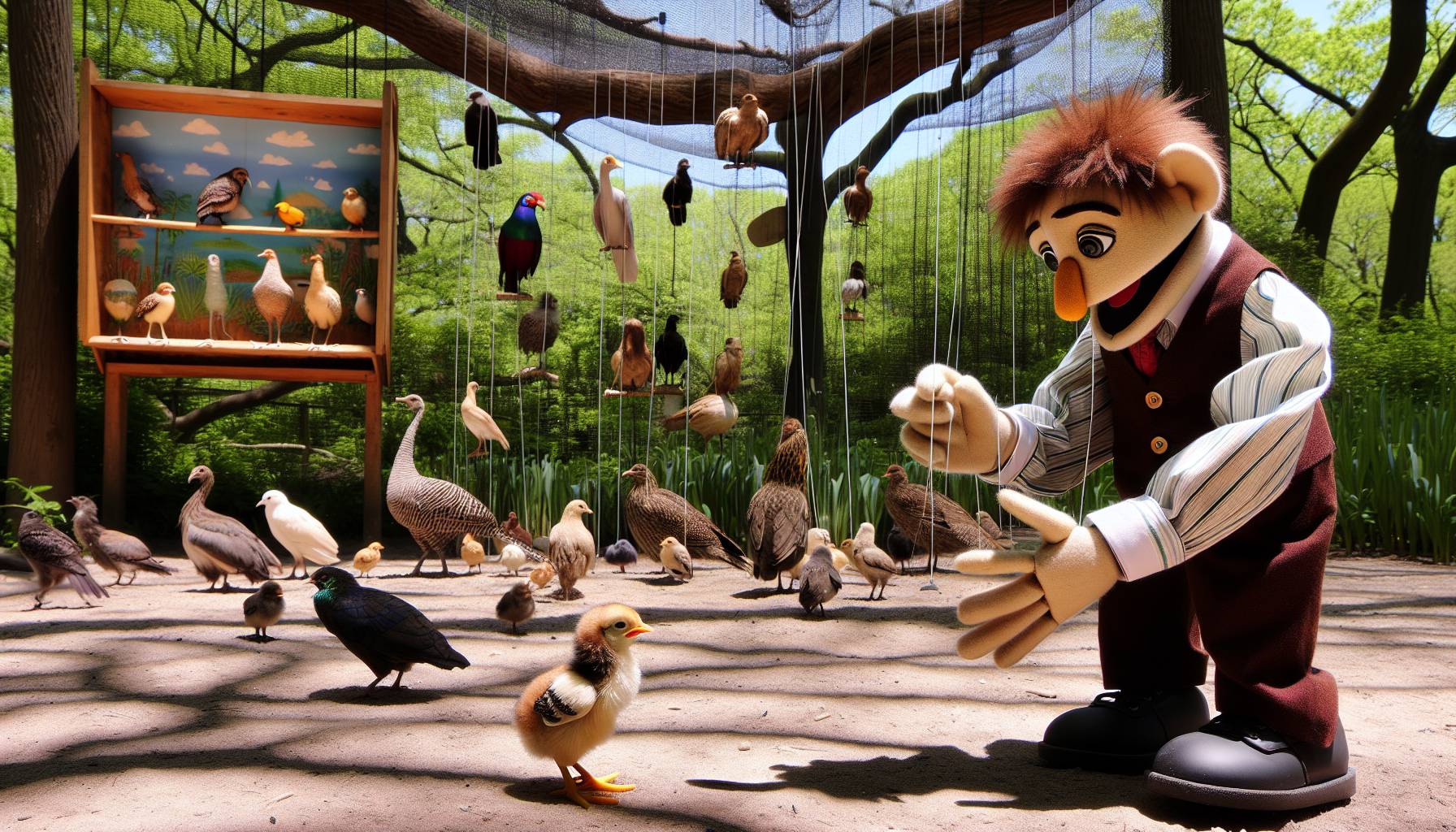 Baby King vulture being raised by hand-puppet at Bronx Zoo: image