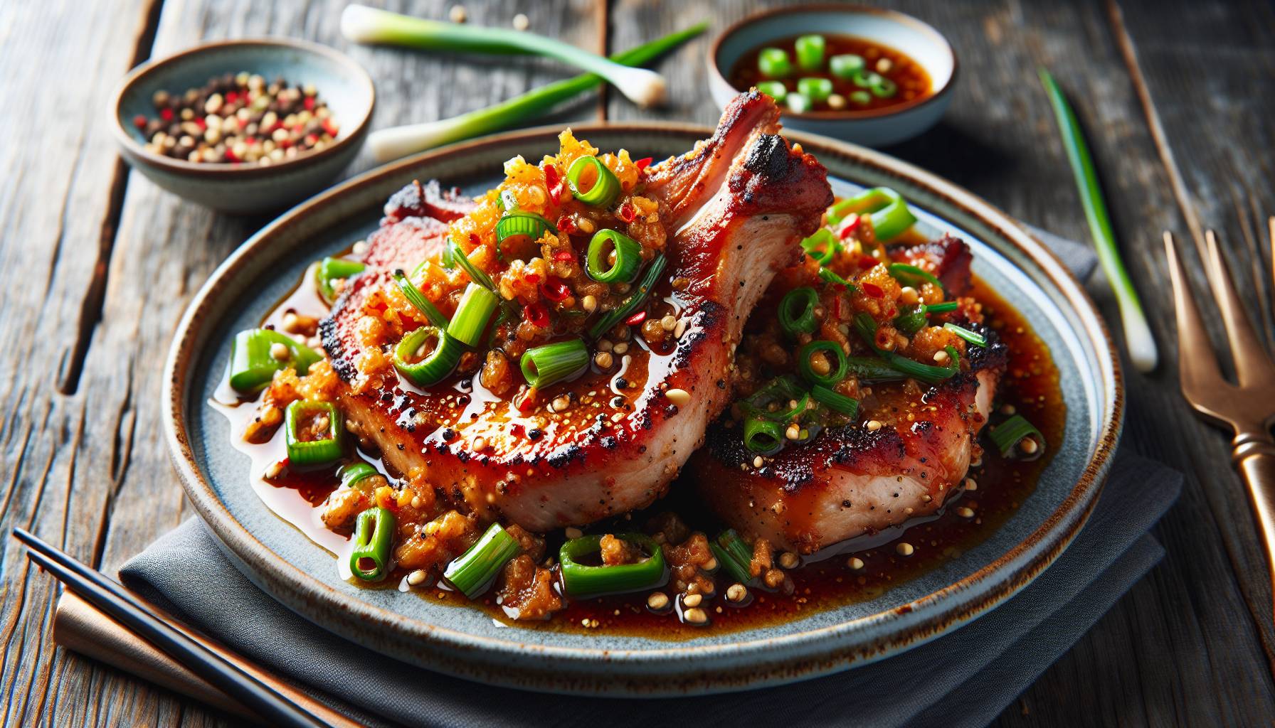 How to make Salt-and-Pepper Pork Chops with Spicy Scallions: image