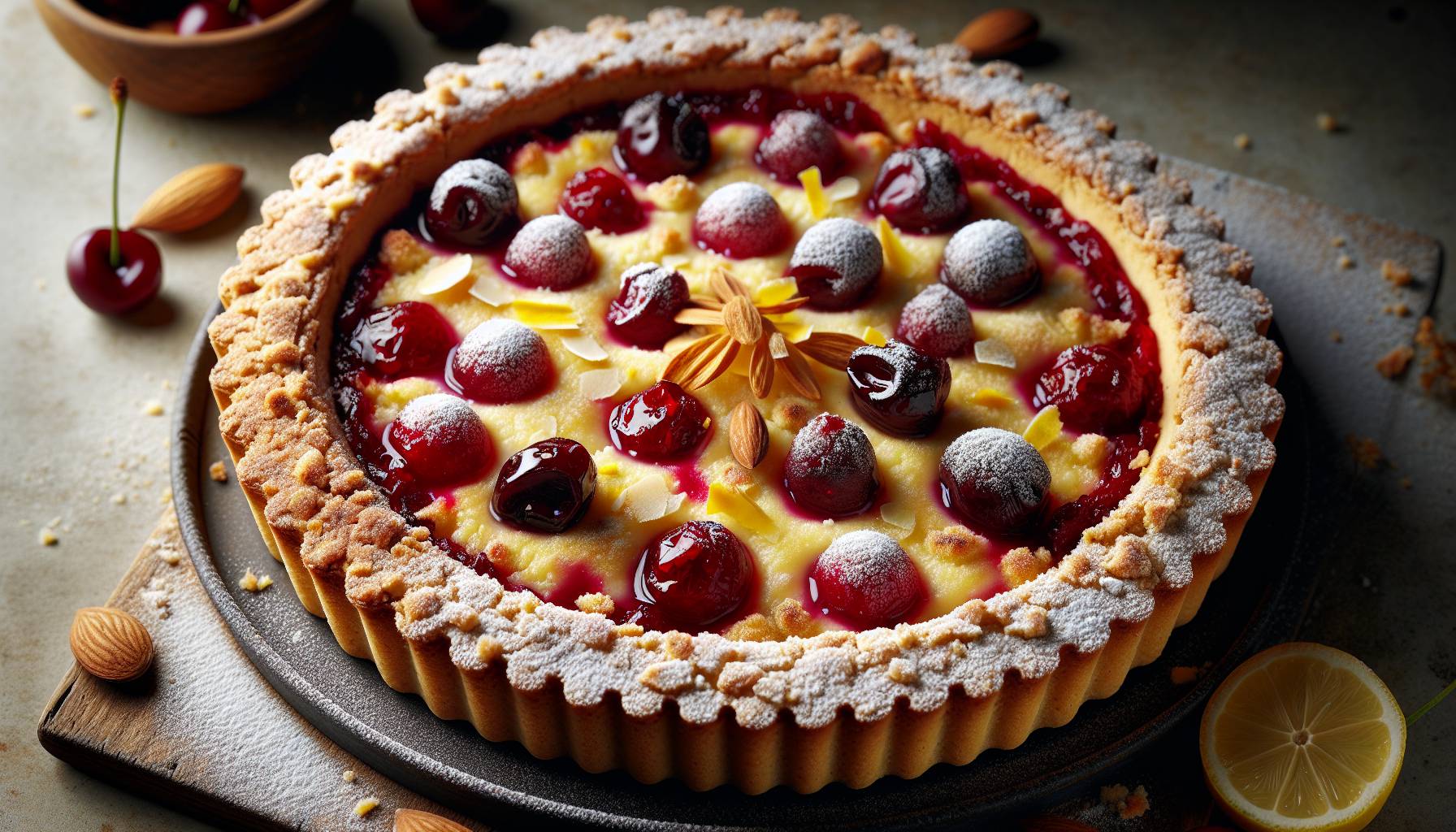 Rustic Roman Tart with Ricotta and Cherries cover