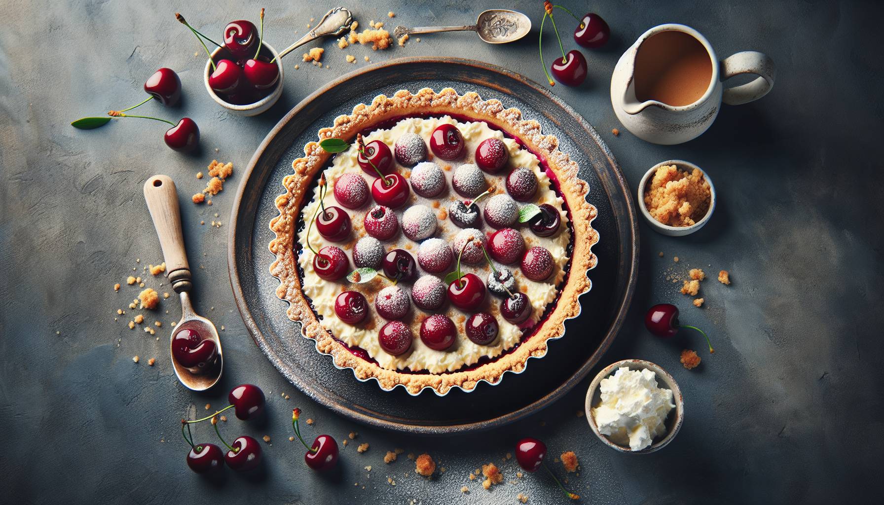 Rustic Roman Tart with Ricotta and Cherries: image