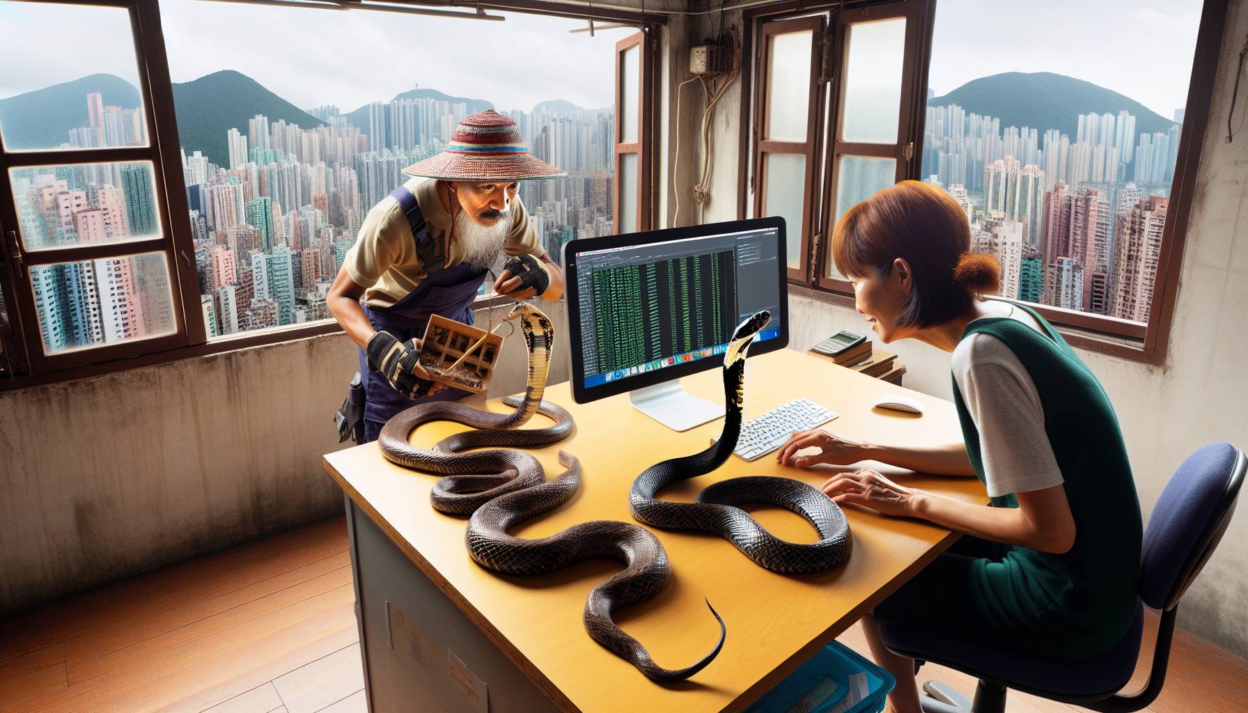 Couple in Hong Kong Village Home Finds Venomous Cobra on Computer Desk: image