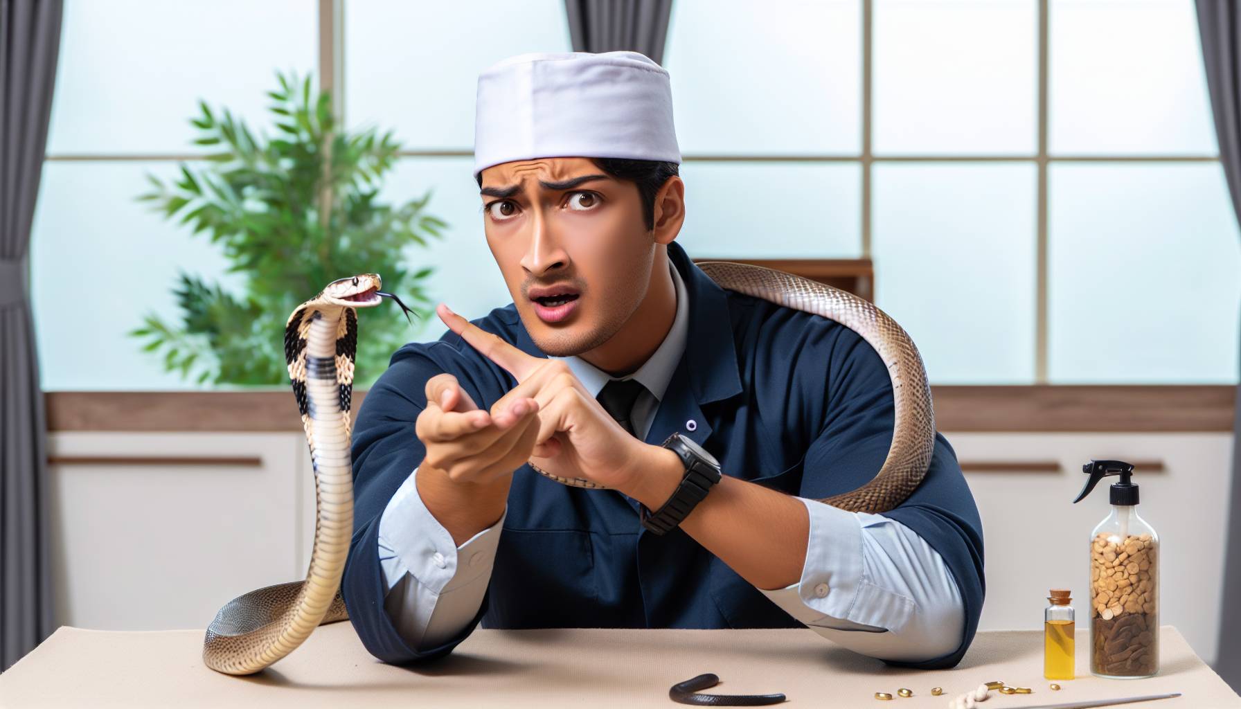 Couple in Hong Kong Village Home Finds Venomous Cobra on Computer Desk cover