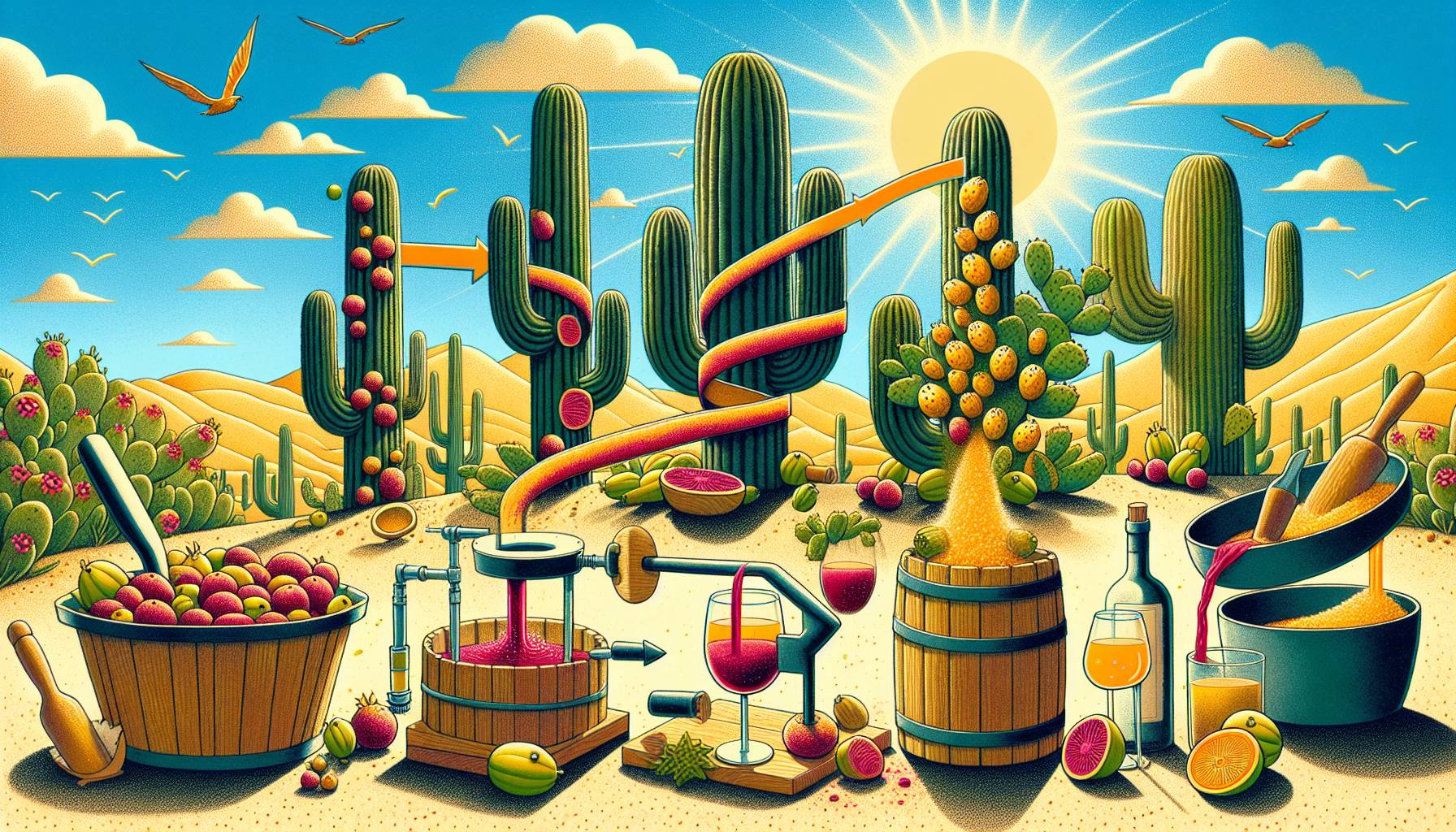 Harvesting the Sacred Saguaro Cactus Fruit in Arizona: image