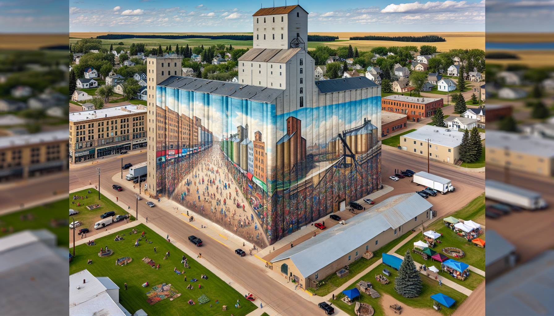 Artist transforms massive grain elevator into monumental mural in North Dakota: image