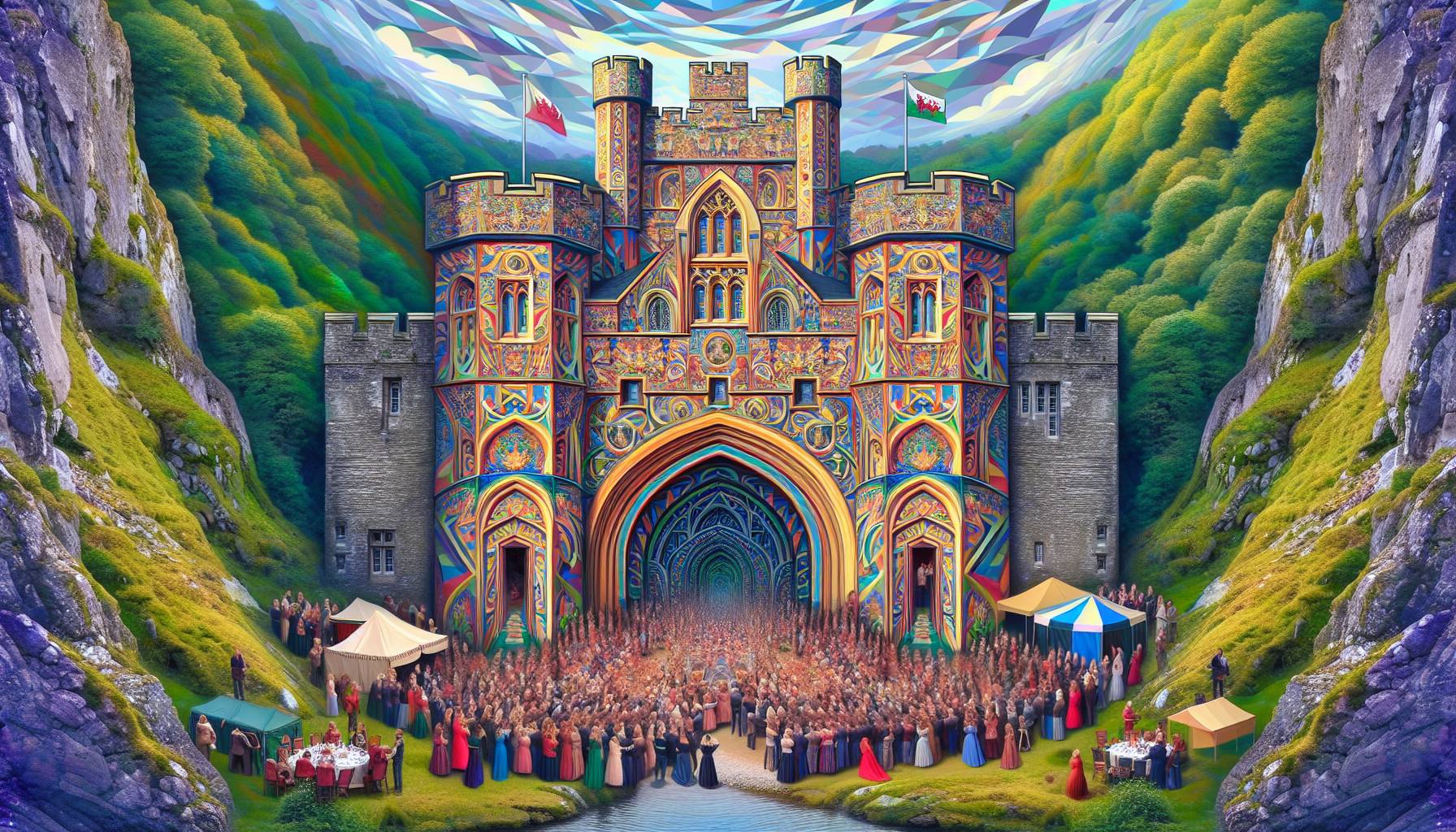 Chalk Artist Creates Optical Illusion at Caerphilly Castle cover