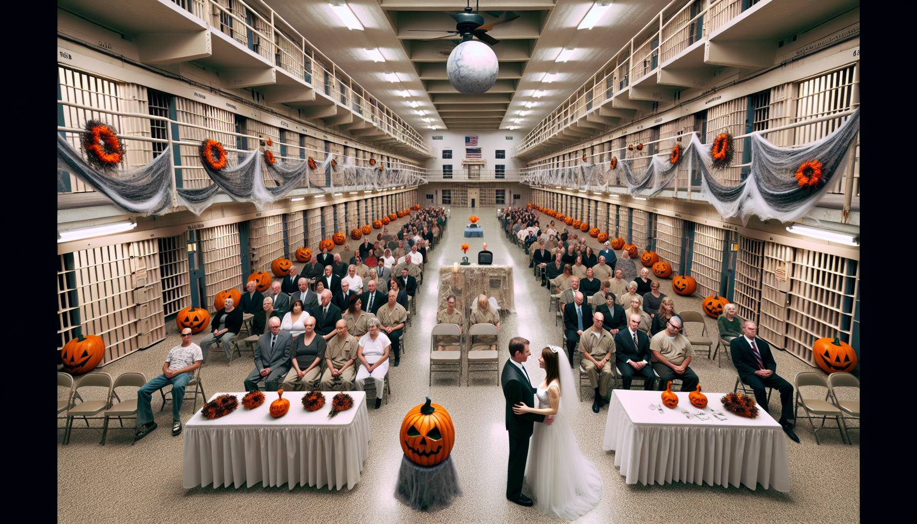Couples Get Married in Former Halloween-Decorated Jail: image