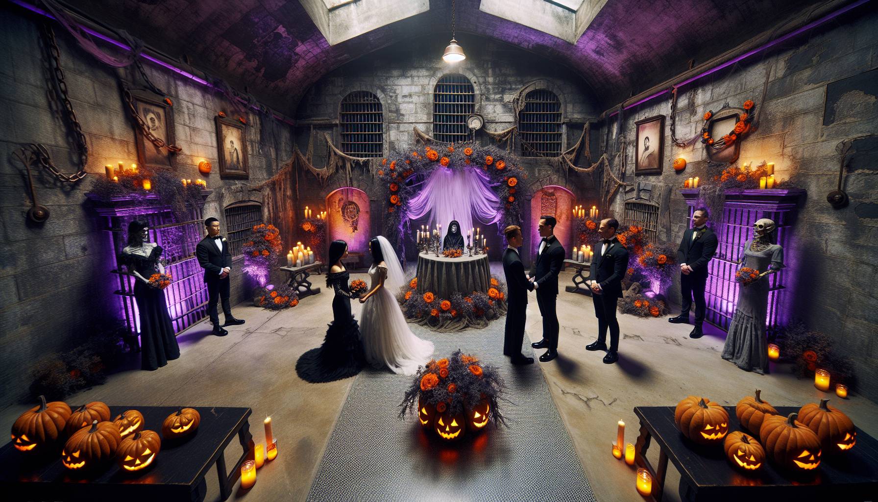 Couples Get Married in Former Halloween-Decorated Jail: image