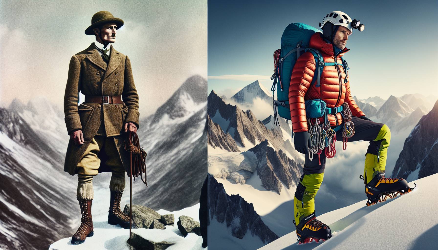 Twins climb mountain in new vs 100-year-old clothing: image