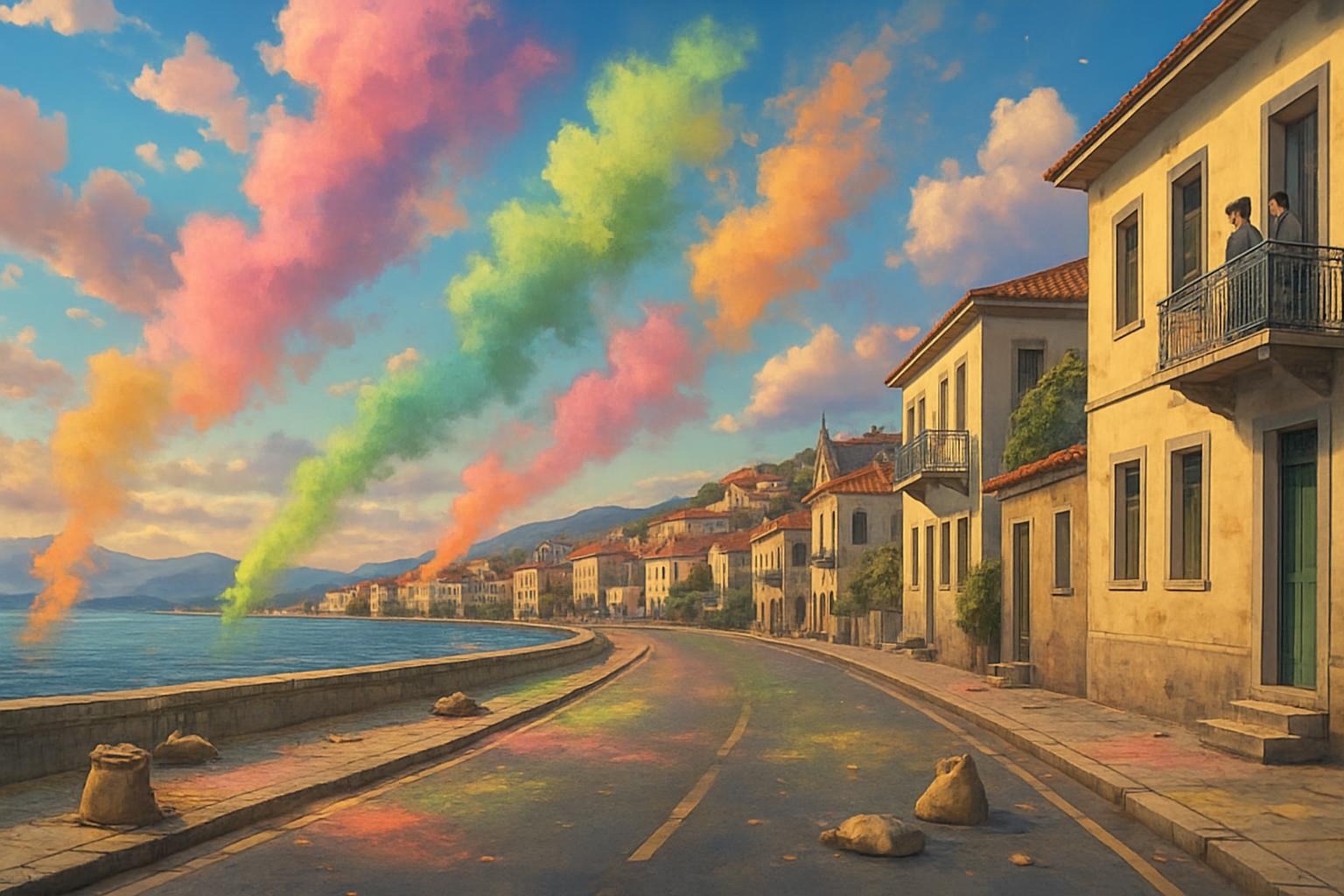 Messy Flour War in Greek Seaside Town cover