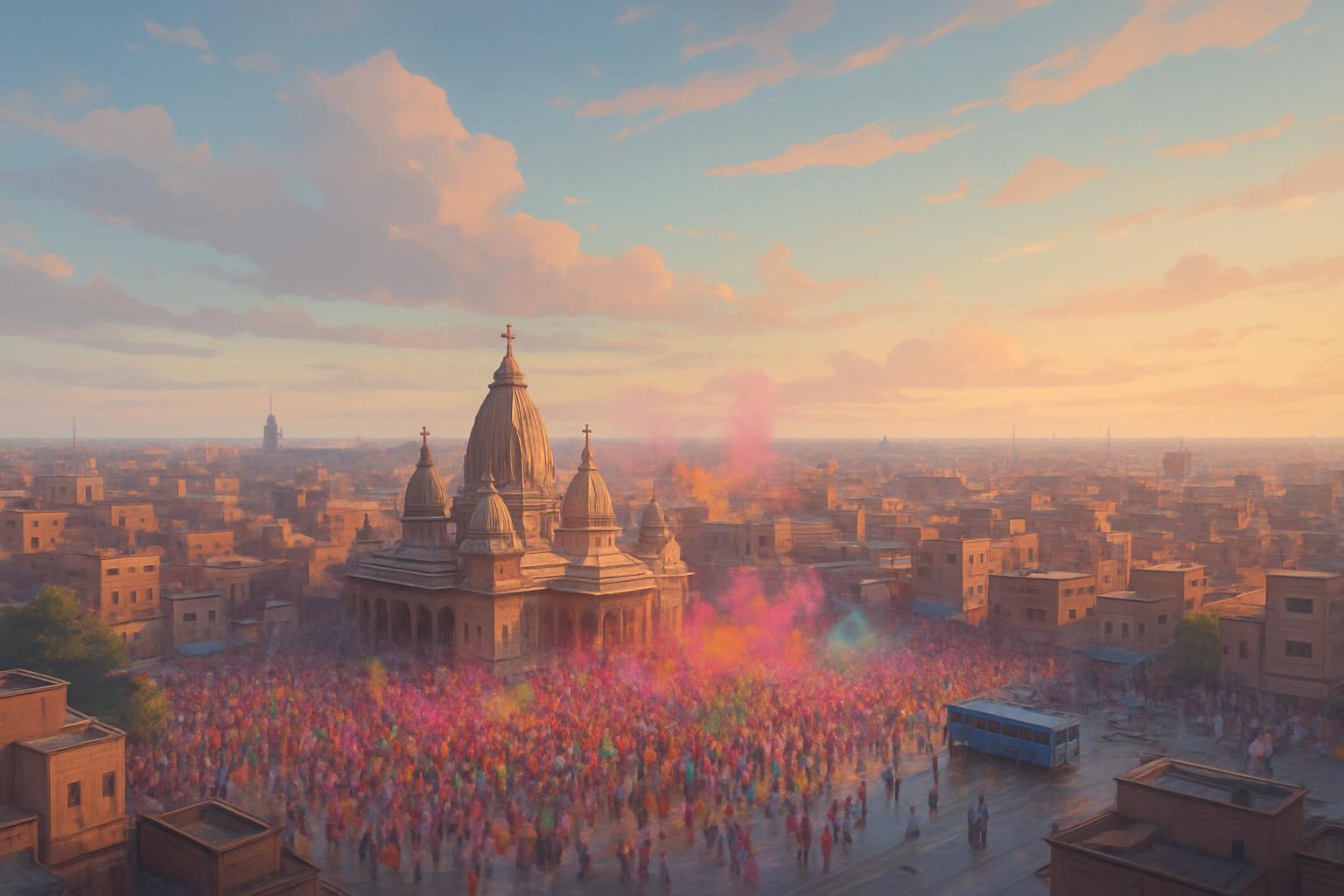 Colorful Holi Celebrations in Mathura: image