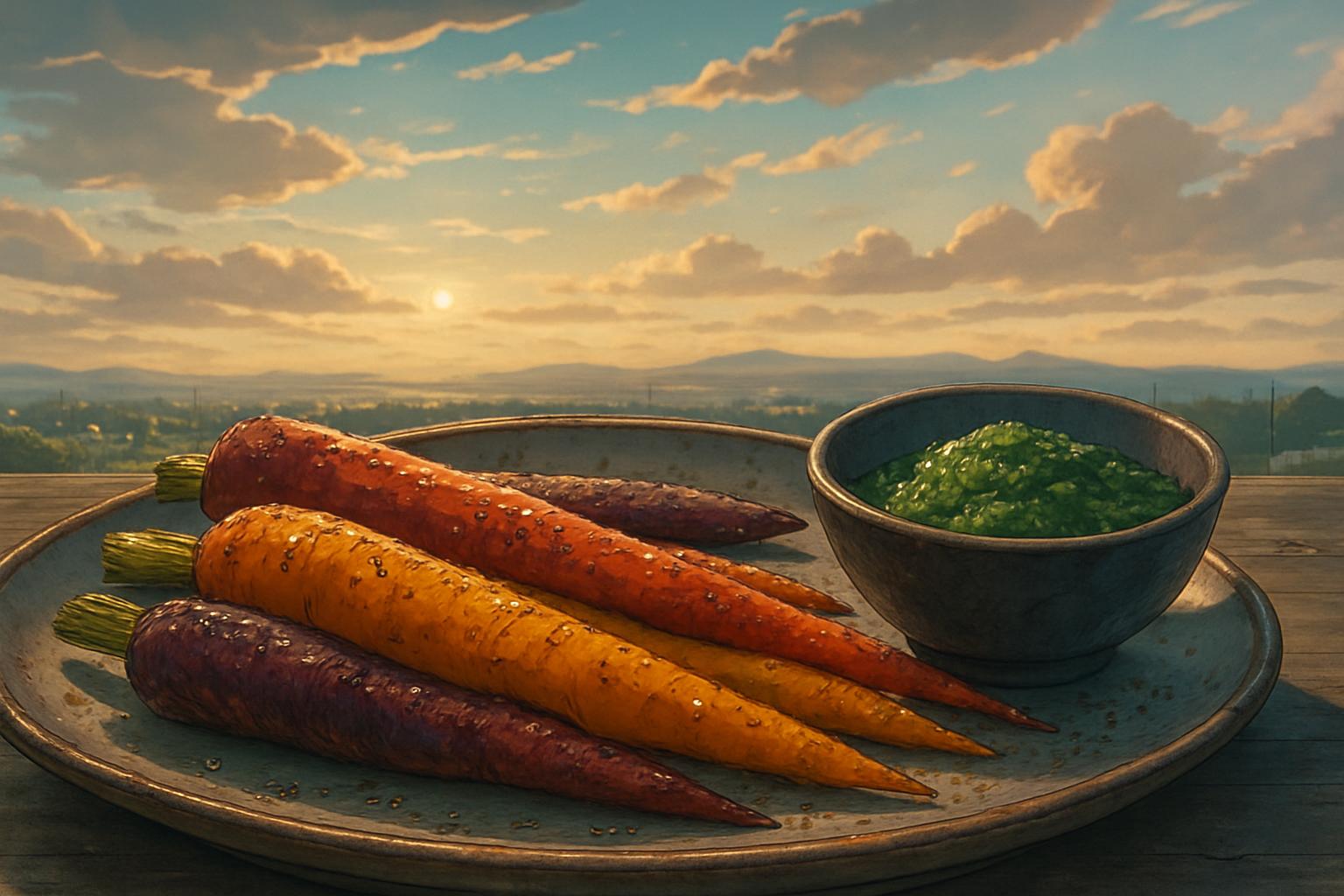 Colorful Roasted Carrots with Spinach Parsley Pesto for Easter Feasts: image