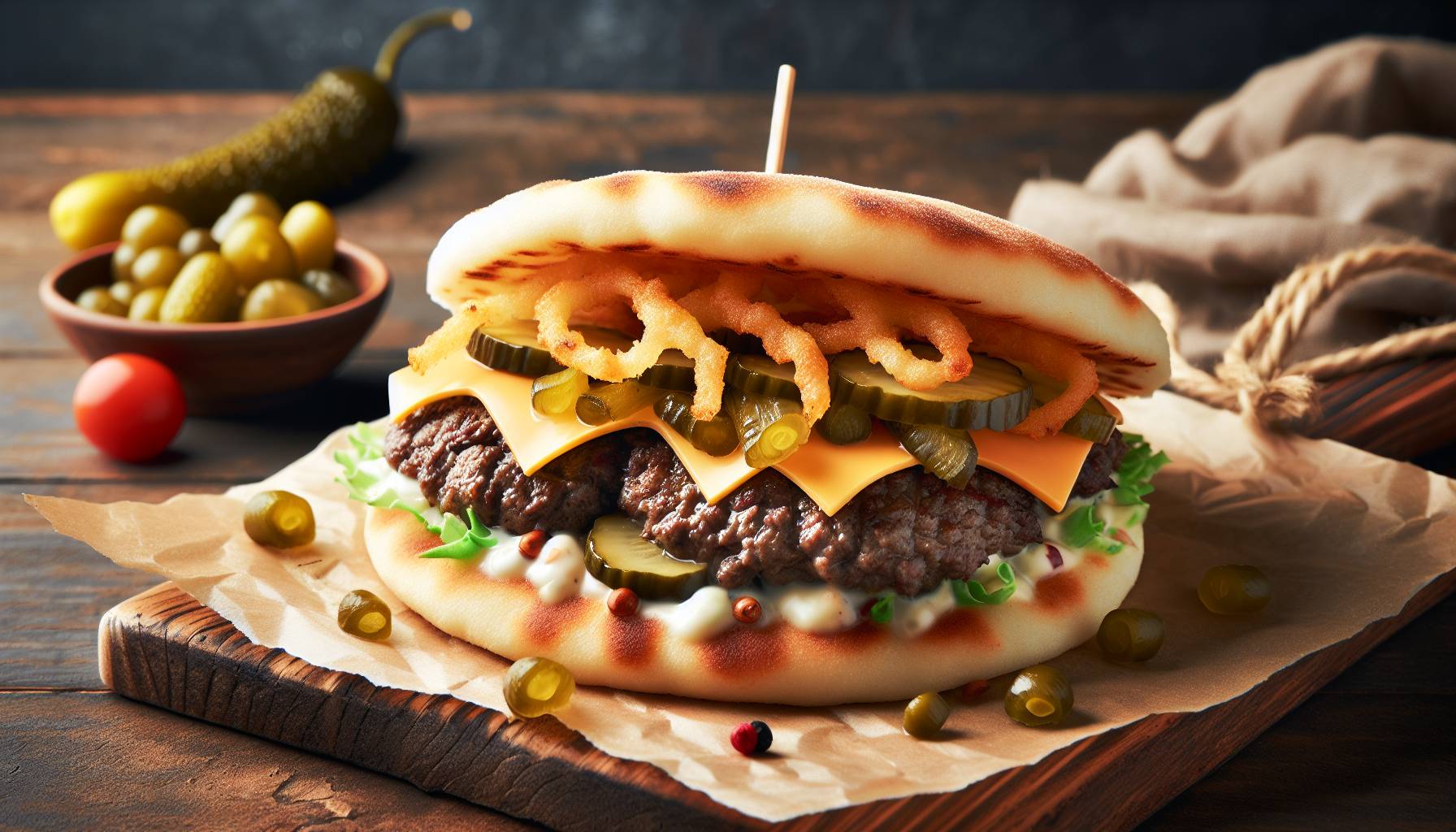 Delicious Pita Burgers with Crispy Fried Cheese Recipe: image